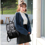 Women PU Leather Backpack School Bag Waterproof Travel...