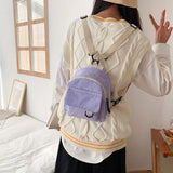 Corduroy Backpack for Girls Women Female