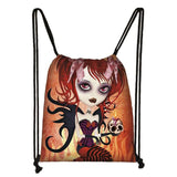 Gothic Cartoon Girl Drawstring Backpack for Women