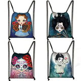 Gothic Cartoon Girl Drawstring Backpack for Women