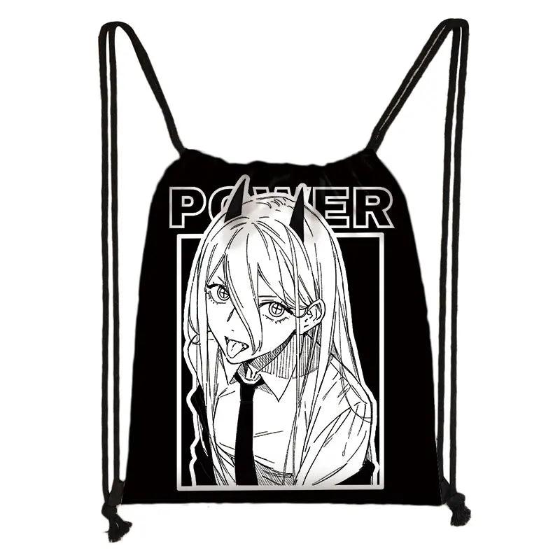 Chainsaw Man Backpack Denji Pochita Drawstring Bags Makima Power Manga