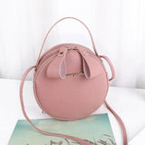 Leather Women's Crossbody Messenger Bag Round Handbag