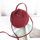 Leather Women's Crossbody Messenger Bag Round Handbag