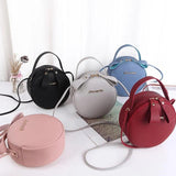 Leather Women's Crossbody Messenger Bag Round Handbag