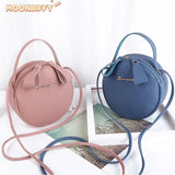 Leather Women's Crossbody Messenger Bag Round Handbag