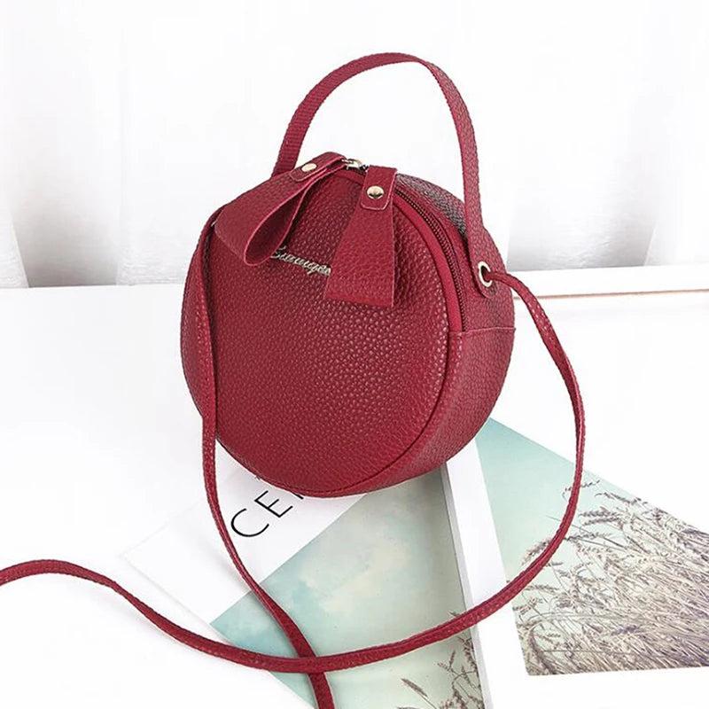 Leather Women's Crossbody Messenger Bag Round Handbag