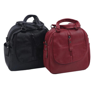 Women's Leather School Bag Casual Backpack