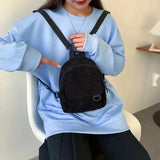 Corduroy Mini Backpack for Women Small Casual Student Bookbags
