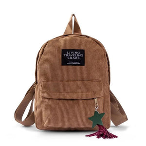 Corduroy Mini Backpack for Women Soft Shoulder Bag