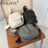 Vintage PU Leather Backpack Preppy Style School Bag