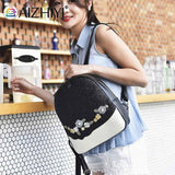 Sequin Backpack Floral Travel School Bags High Shine Handbag