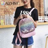 Sequin Backpack Floral Travel School Bags High Shine Handbag