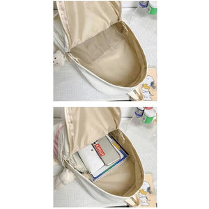 Large Backpack w/ Bear Pendant Pockets for School Teen Girls