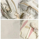 Large Backpack w/ Bear Pendant Pockets for School Teen Girls