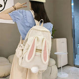 Large Backpack w/ Bear Pendant Pockets for School Teen Girls