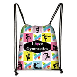 Watercolor Gymnastics Art Print Backpack Drawstring Bag Gymnast Storage Gift