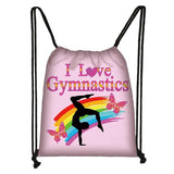 Watercolor Gymnastics Art Print Backpack Drawstring Bag Gymnast Storage Gift
