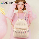 Straw Women Backpack Tassel Shoulder Schoolbag
