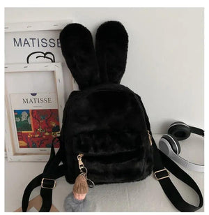 Bear Ears Fluffy Bunny Mini Backpack for Girls