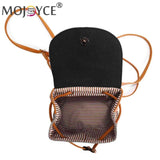 Women Straw Embroidery Shoulder Backpack Boho Ethnic Summer Beach Bucket Bag