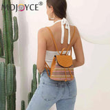 Women Straw Embroidery Shoulder Backpack Boho Ethnic Summer Beach Bucket Bag