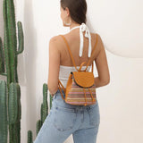 Straw Women Shoulder Bag Backpack Hand-Woven Holiday Purse
