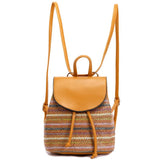 Straw Women Shoulder Bag Backpack Hand-Woven Holiday Purse