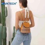 Women Straw Embroidery Shoulder Backpack Boho Ethnic Spring Summer Beach Leather