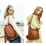 Women Big Brown Backpack Lady Satchel School Rucksack Bag