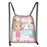 Mom Princess Girls Drawstring Bag Rucksack Women Canvas Ladies Storage Bags
