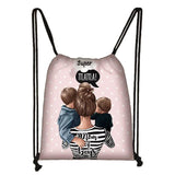Mom Princess Girls Drawstring Bag Rucksack Women Canvas Ladies Storage Bags