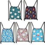 Angel Teeth Print Backpack Girls Dental Hygienist Drawstring Bag