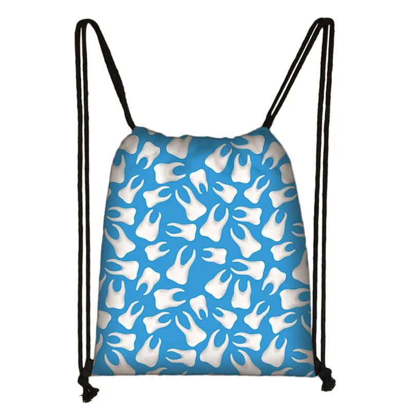 Angel Teeth Print Backpack Girls Dental Hygienist Drawstring Bag
