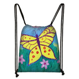 Butterfly Floral Backpack Women Storage Bags for Travel Ladies Drawstring Bags