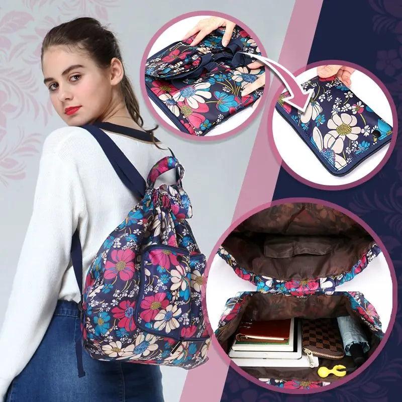 Large Capacity Foldable Drawstring Backpack for Women