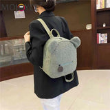 Casual Fleece Bear Shaped Shoulder Bag Women Backpack Handbag