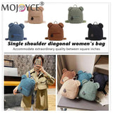 Casual Fleece Bear Shaped Shoulder Bag Women Backpack Handbag