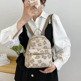 Flower Print Mini Backpack Canvas School Bag for Girls