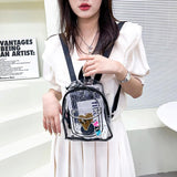 Women Transparent Backpack Letter Love Print PVC Waterproof Bag