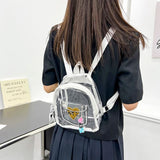 Women Transparent Backpack Letter Love Print PVC Waterproof Bag