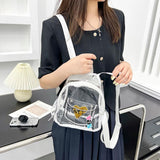 Women Transparent Backpack Letter Love Print PVC Waterproof Bag