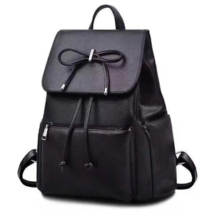 Women's Bowknot PU Backpack Large Capacity Travel Bag