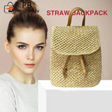 Women Straw Beach Shoulder Backpack Summer Beach Hand-Woven