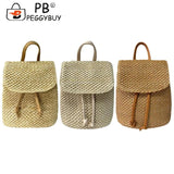 Women Straw Beach Shoulder Backpack Summer Beach Hand-Woven