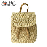 Women Straw Beach Shoulder Backpack Summer Beach Hand-Woven