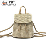 Women Straw Beach Shoulder Backpack Summer Beach Hand-Woven