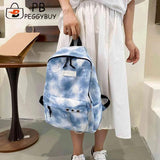 Tie Dye School Bags for Girls Gradient Chain Canvas Backpack