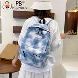 Tie Dye School Bags for Girls Gradient Chain Canvas Backpack