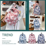 Tie Dye School Bags for Girls Gradient Chain Canvas Backpack