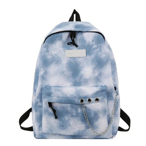 Tie Dye School Bags for Girls Gradient Chain Canvas Backpack